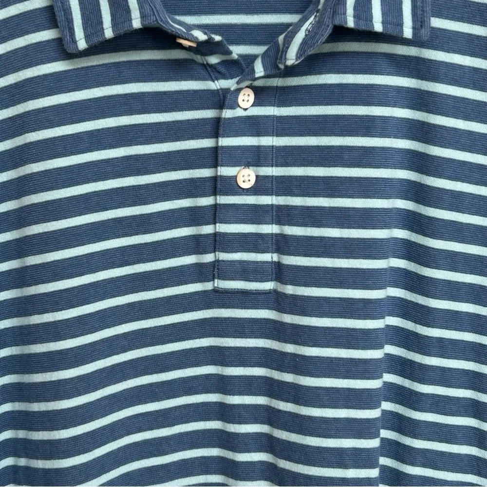 Faherty Blue and Light Blue Striped Polo